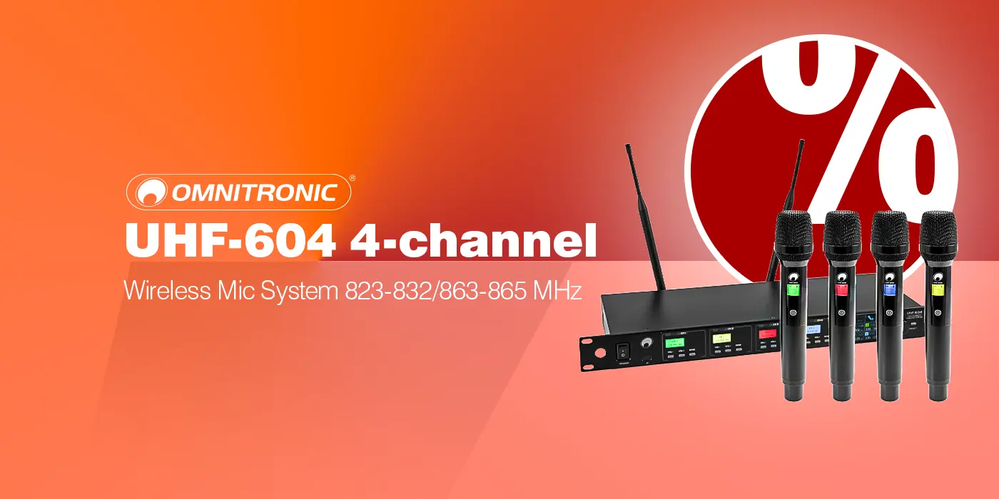 OMNITRONIC UHF-604 4-channel Wireless Mic System 823-832/863-865 MHz