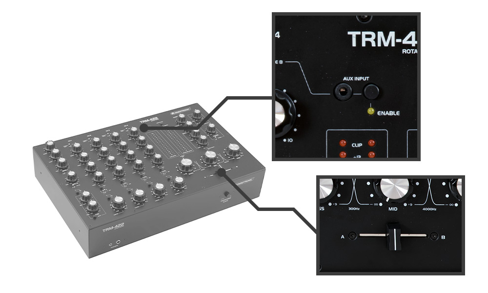 OMNITRONIC Table de mixage Rotary TRM-422 4 canaux sauvegarde crossfader