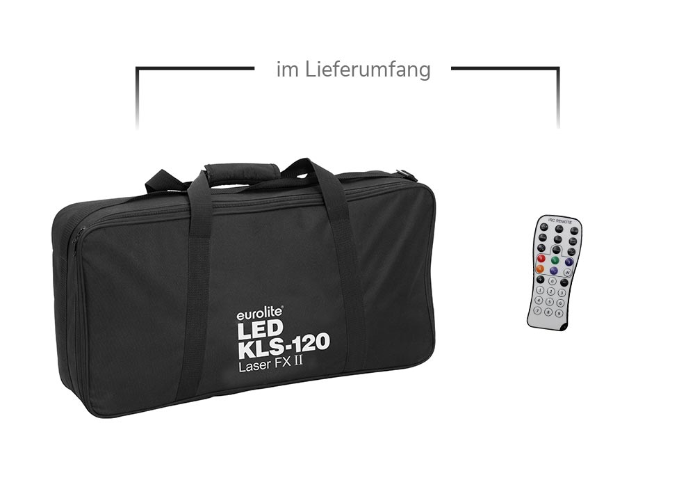 EUROLITE LED KLS-120 Laser FX II Kompakt-Lichtset Lieferumfang